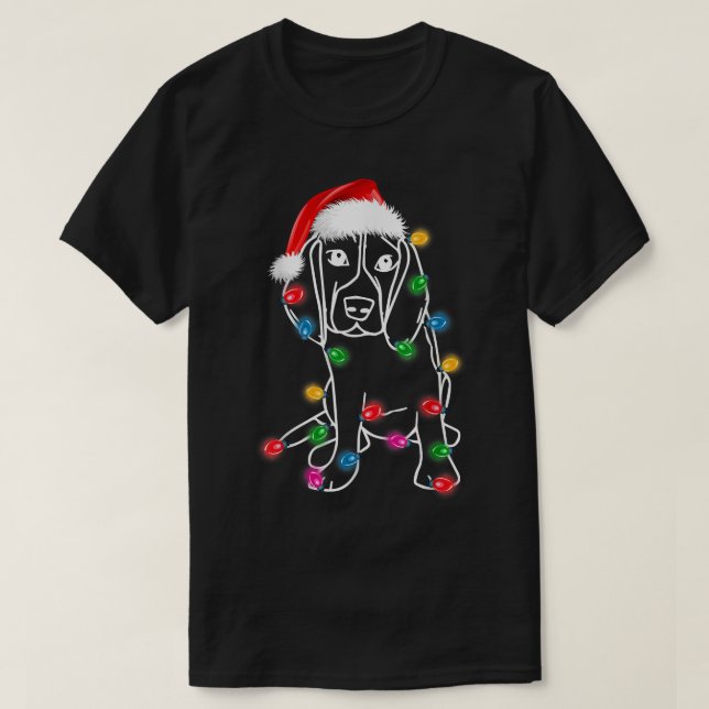 T-shirt Noël Grand Chien Danse XMAS Lumières Santa Hat Fun (Design devant)