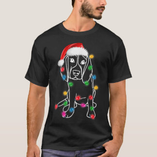 T-shirt Noël Grand Chien Danse XMAS Lumières Santa Hat Fun