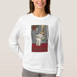 T-shirt Noël GreetingsKid jetant un coup d'oeil pour Pèr