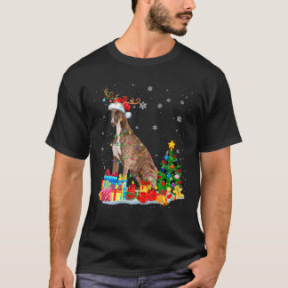 T-shirt Noël Greyhound Xmas Lumières Reindeer Père Noël Gr