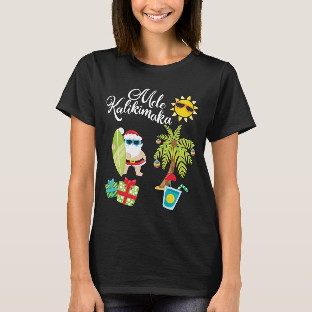 T-shirt Noël hawaïen. Le père noël Mele Kalikimaka. (Devant)