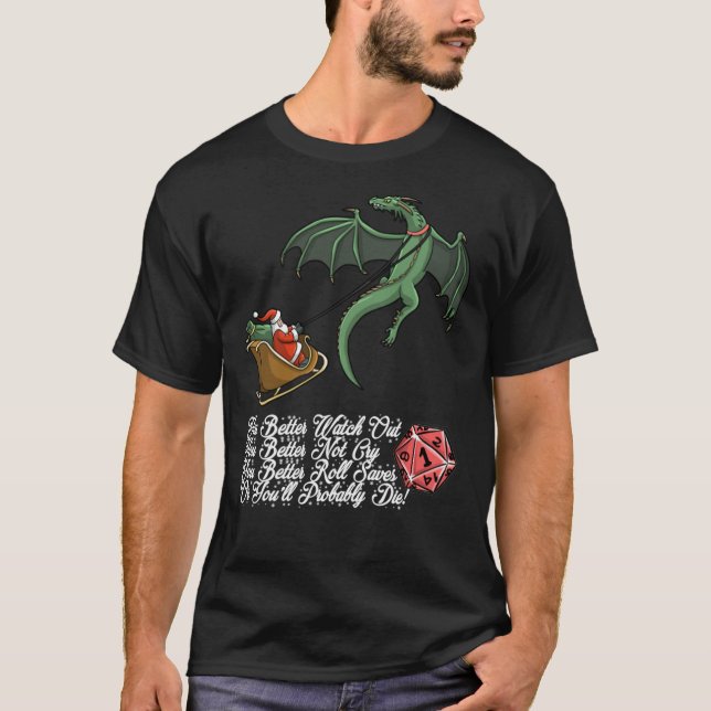 T-shirt Noël Jingle Père Noël Drôle Dungeons Et Dragons  (Devant)