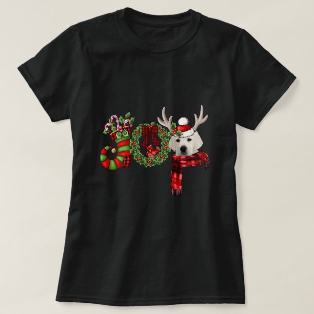 T-shirt Noël Joy Nwarf Stocking Reindeer White Labrad (Design devant)
