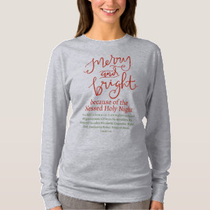 T-shirt Noël Joyeux et lumineux Saint Rouge Vert clair gri