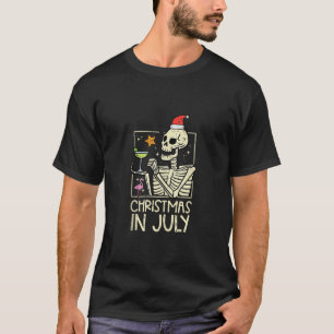 T-shirt Noël Juillet Squelette Flamant rose Drôle été Noël