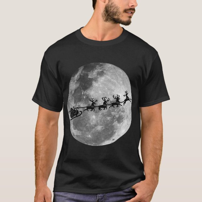 T-shirt Noël Le Père Noël Passe La Lune (Devant)