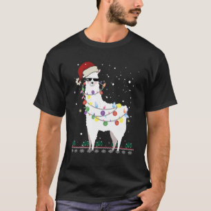 T-shirt Noël Llama Santa Hat Ugly Xmas Arbre Alpaca Gi