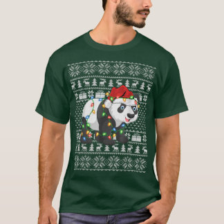 T-shirt Noël Lumières de Noël laid Santa Hat Panda Noël
