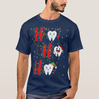 T-shirt Noël Lumières Dents Dents Ho Ho Ho Dentiste Noël