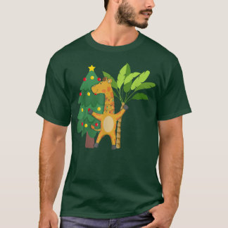 T-shirt Noël Lumières Giraffe Tropical Été Noël