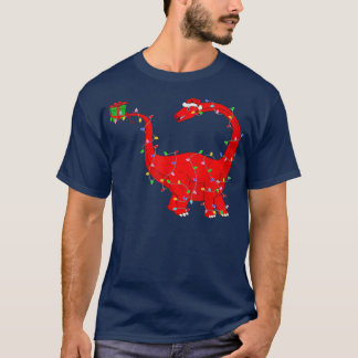 T-shirt Noël Lumières Père Noël Brontosaurus Dinosaure Noë