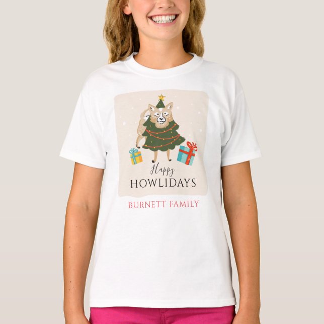 T-shirt Noël Matching Family Outfit Chien Howlidays (Devant)