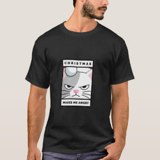 T-shirt Noël me rend furieux chat en colère avec le chapea