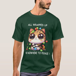 T-shirt Noël mignon pris dans les lumières de Noël drôle