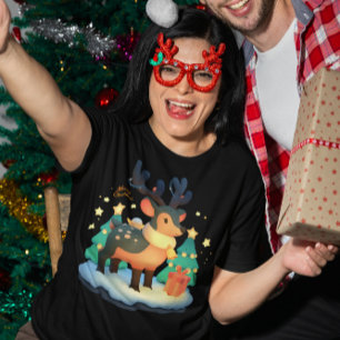 T-shirt Noël mignon - Rindeer Festif avec cadeau de Noël