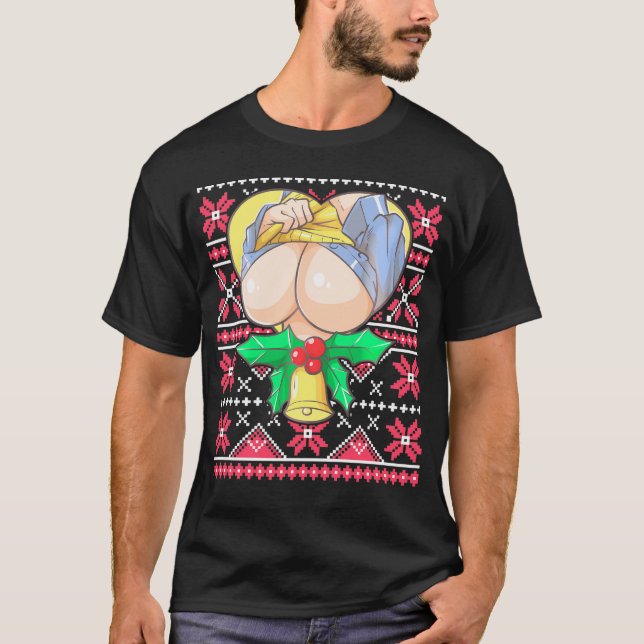 T-shirt Noël moche Otaku Ahegao Ecchi Etchi Lewd Henta (Devant)