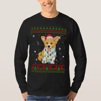 T-shirt Noël moche Sweater lumières Noël Corgi Amoureux de