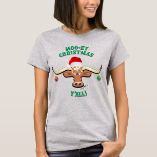 T-shirt Noël Moo-ey, Longhorn Steer
