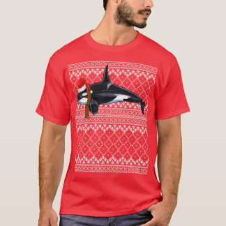 T-shirt Noël Noël Santa Hat Orca Tueur Baleine Noël laid