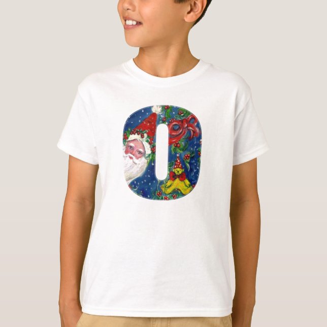 T-SHIRT NOËL O LETTRE / SANTA CLAUS AVEC RIBBON ROUGE (Devant)
