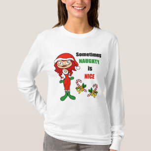 T-shirt Noël Parfois Naughty Is Nice - Auburn Red