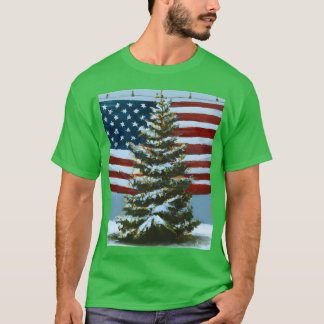 T-shirt Noël Patriotique Décor de Noël Avec fr