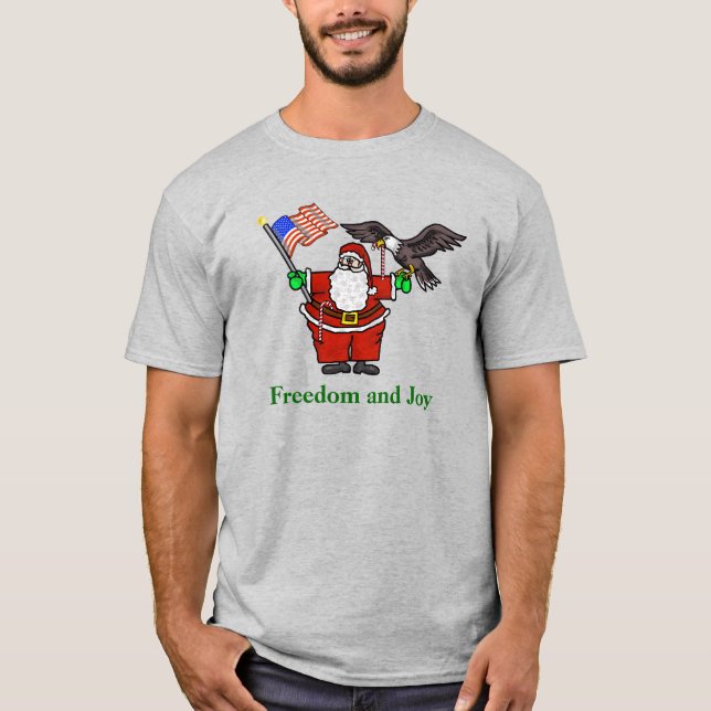 T-shirt Noël Patriotique Père Noël Drapeau & Aigle (Devant)