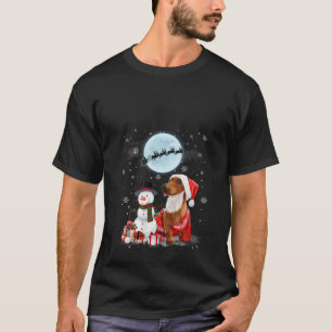 T-shirt Noël Père Noël Dachshund En Snowman De Neige Sous 
