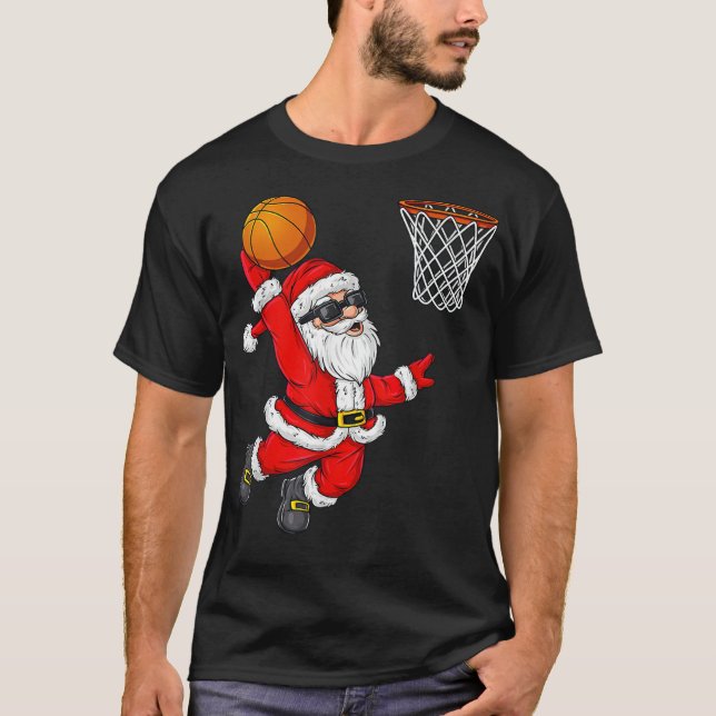 T-shirt Noël Père Noël Dunking Une idée cadeau cool bas (Devant)