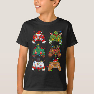 T-shirt Noël Père Noël Elf Lights Contrôleurs de jeu Noël