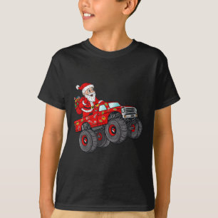 T-shirt Noël Père Noël équitation dans Monster Truck Boys