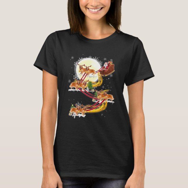 T-shirt Noël Père Noël équitation Golden Retriever Chiens (Devant)