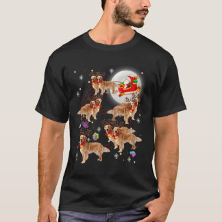 T-shirt Noël Père Noël équitation Golden Retriever Noël