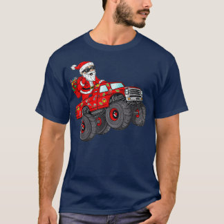 T-shirt Noël Père Noël équitation Monster Camion Garçons