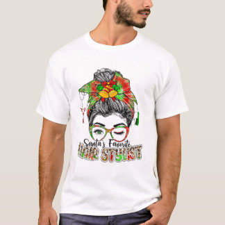 T-shirt Noël Père Noël Favori Hair Styliste Messy Bun