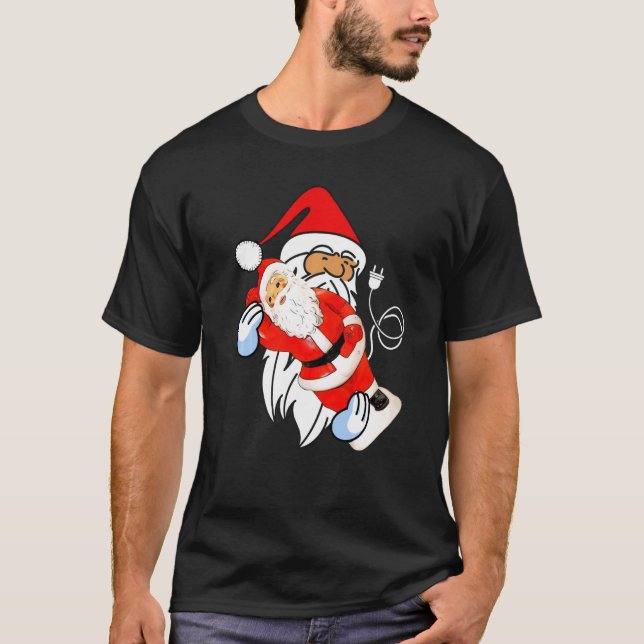 T-shirt Noël Père Noël Holding Père Noël Blow Mold Avec Co (Devant)