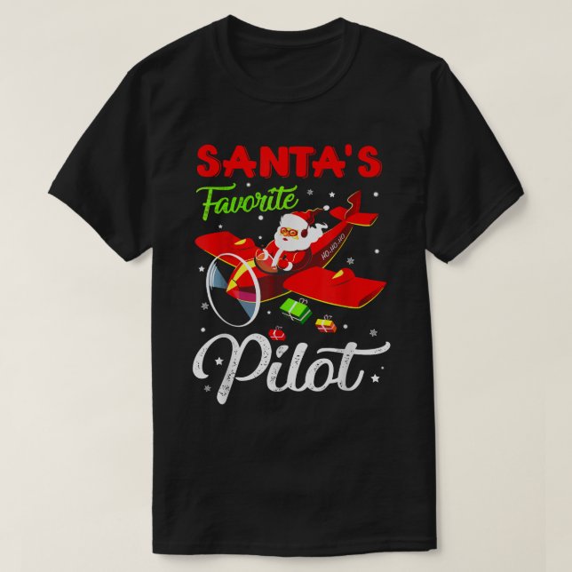 T-shirt Noël Père Noël Pilote Pilote Vol Cadeaux Avion (Design devant)