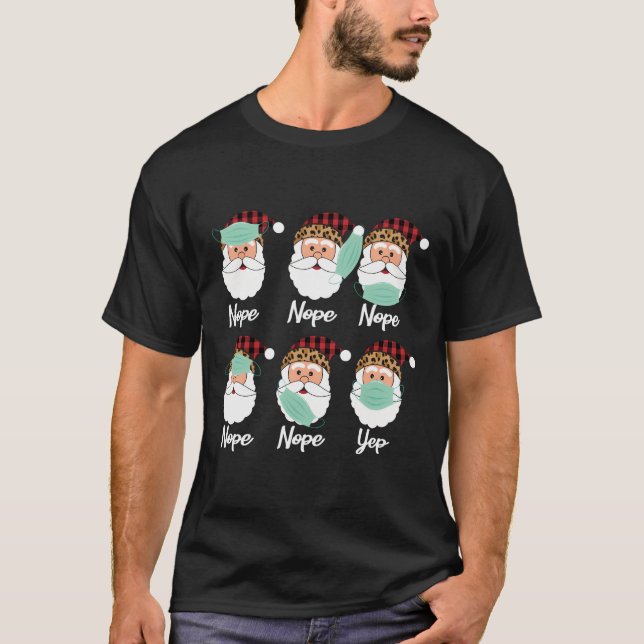 T-shirt Noël Père Noël porter un masque mal (Devant)