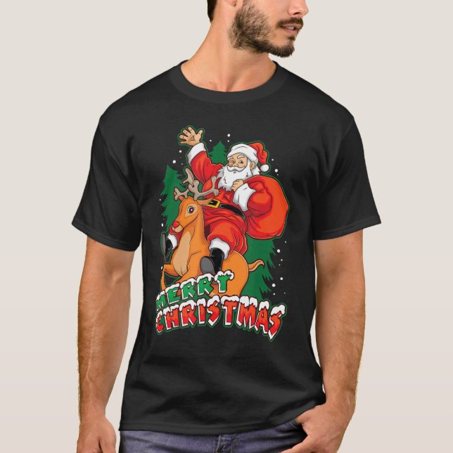 T-shirt Noël Père Noël Rendeer Cadeau Noël Blague (Devant)