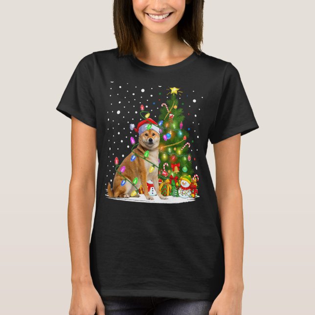 T-shirt Noël Père Noël Shiba Inu Chien Noël (Devant)