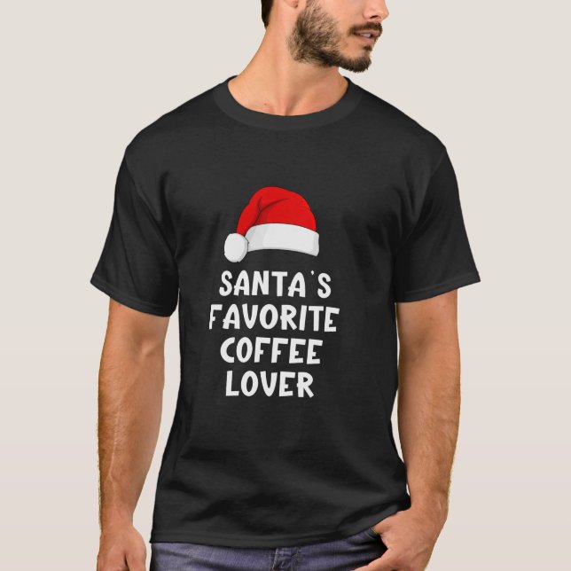 T-shirt Noël Père Noël's Favori Café Lover Drôle Noël (Devant)