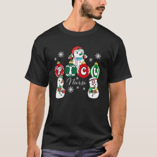 T-shirt Noël PICU infirmière Snowman pédiatrique ICU Crew 