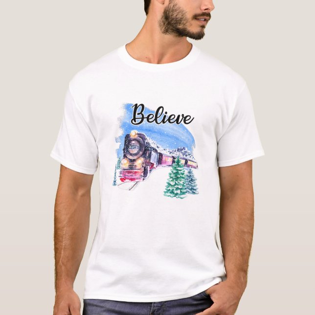 T-shirt Noël Pôle Nord Croire Express Polaire Tout Abr (Devant)
