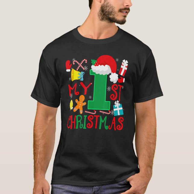 T-shirt Noël Pour Enfants Fils Bébé C'Est Mon 1Er Noël Vil (Devant)