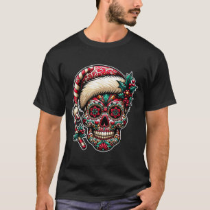 T-shirt Noël pour hommes Crâne de sucre Chapeau de Père No