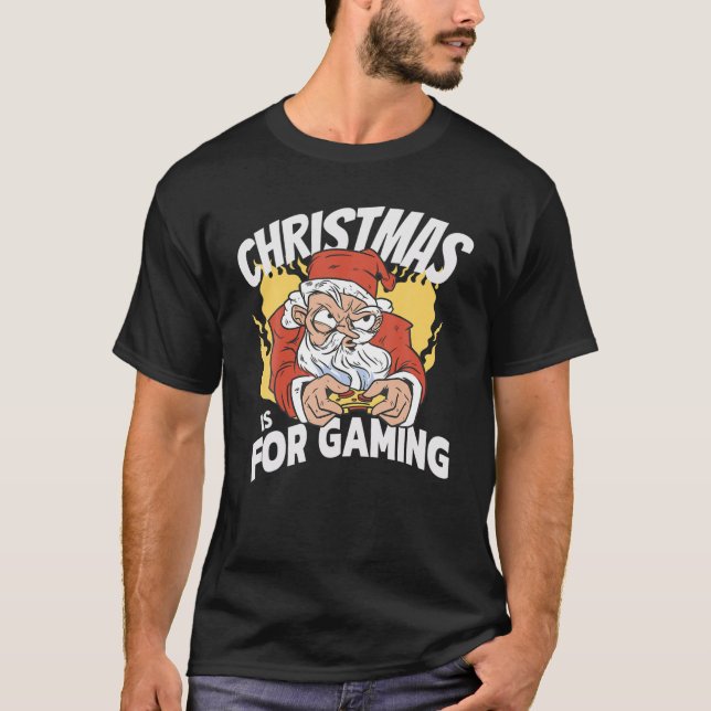 T-shirt Noël Pour Jouer Funny Gamer Père Noël Video Ga (Devant)