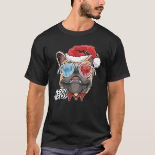 T-shirt Noël Pug Chiot Chien Père Noël Visage Mignon Drôle