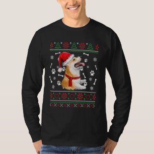 T-shirt Noël Pull Ugly Corgi Chien Chapeau de Père Noël Py
