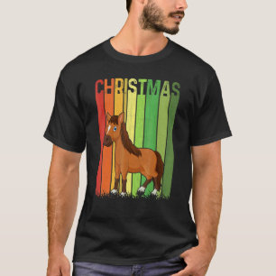 T-shirt Noël Rétro Cheval Mignon Groupe Assorti Xmas Hol