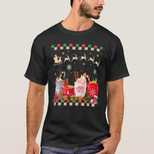 T-shirt Noël Rétro Groovy Café Chocolat Chaud Hiver Cosy